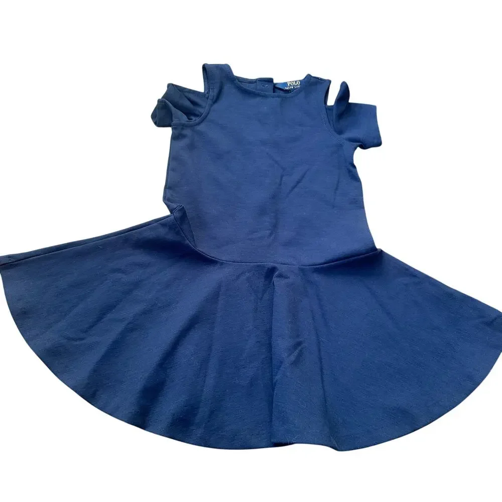 Polo Ralph Lauren Girls Flutter Sleeve Dress Blue Size 6 NWT